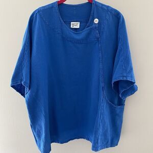 Oh My Gauze! Athena Blue 100% Cotton Blouse Summer Breezy Gauze Lightweight